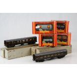 Four boxed Hornby OO gauge wagons plus 2 x TTR coaches in boxes