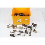 Quantity of vintage play worn farm and zoo animals to include Britains, Cherilea etc