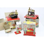 Four boxed Mamod engines to include SE1, Line Shaft, Model Power Press and SE2, boxes vary with