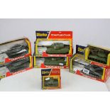Seven boxed Dinky diecast models to include 692 Leopard Tank, 683 Chieftan Tank x 2, 690 Scorpion