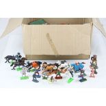 Collection of loose, playworn plastic figures and accessories, Wild West, medieval, military etc, to
