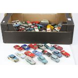 Over 70 Dinky and Corgi diecast models circa 1960s, showing heavy play wear