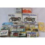 Quantity of model kits to include boxed Entex 1:16 1918 Harley Davidson & 1924 Ace, American