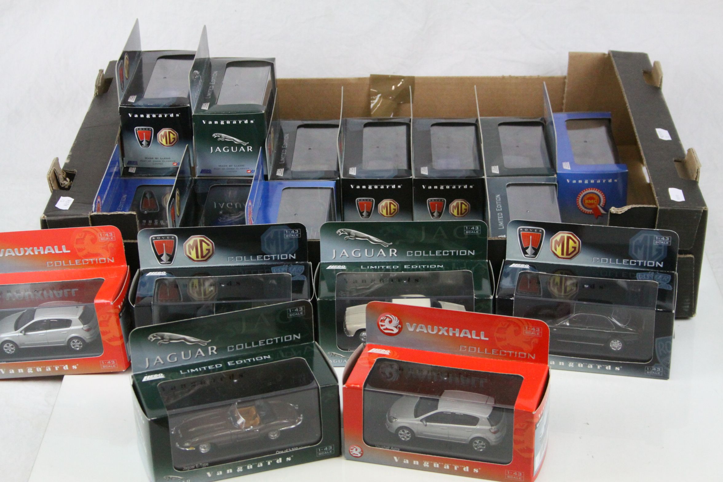 19 boxed 1:43 Lledo Vanguards ltd edn diecast collection models to include Vauxhall, Jaguar, Rover