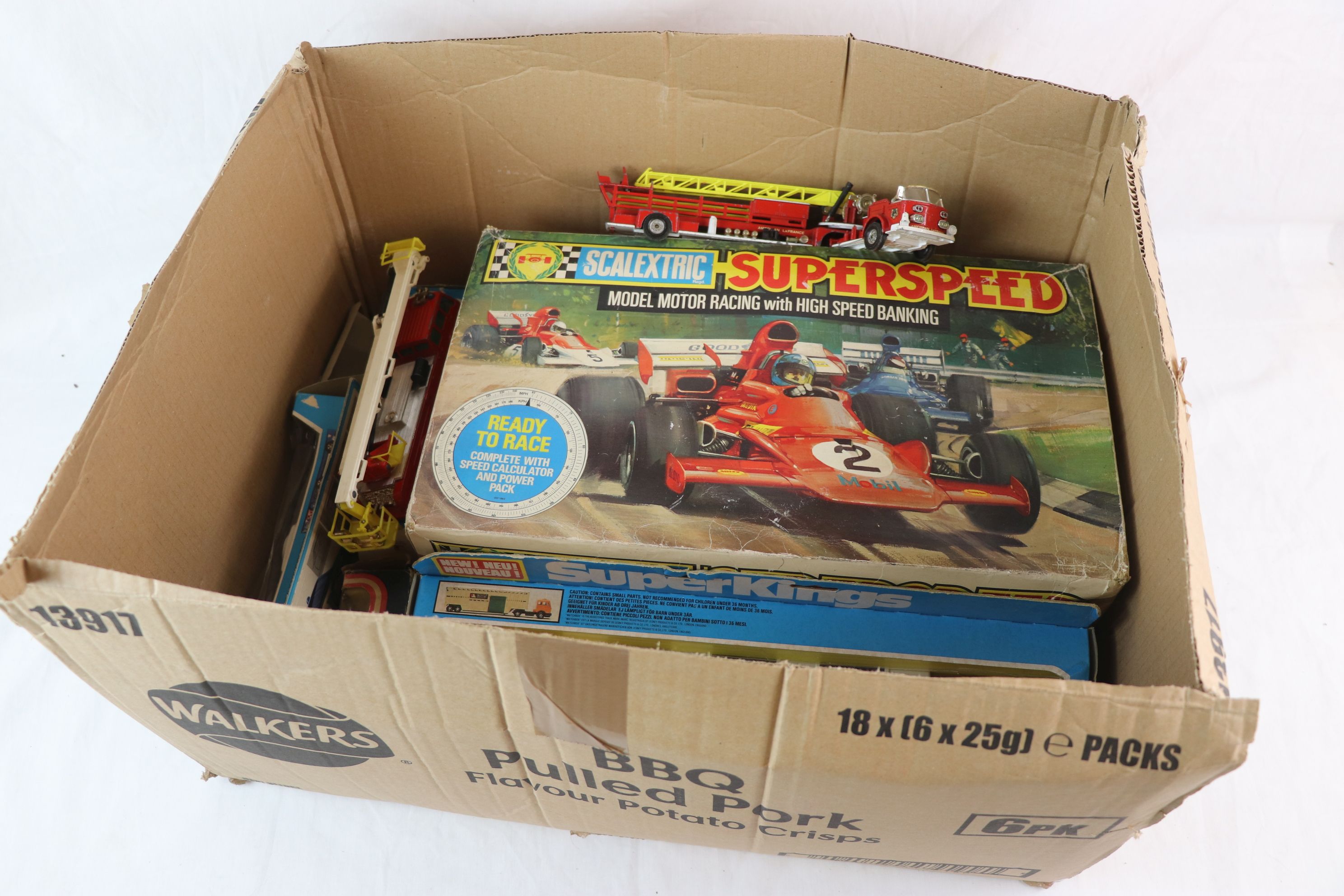 Boxed Scalextric Superspeed model motor racing to include track, slot cars and controllers, power - Image 2 of 5