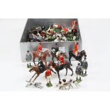 Collection of loose diecast hunting figures and accessories, mostly Britains, to include foxes,