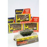 Four boxed Dinky diecast models to include 3 x No.381 Convoy Farm Truck and No.682 Stalwart Load