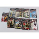 Star Wars - Nine original Star Wars figures, all with backing cards, some partially attached to