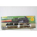 Boxed Hornby OO gauge R542 Mighty Mallard train set with locomotive and rolling stock, missing a