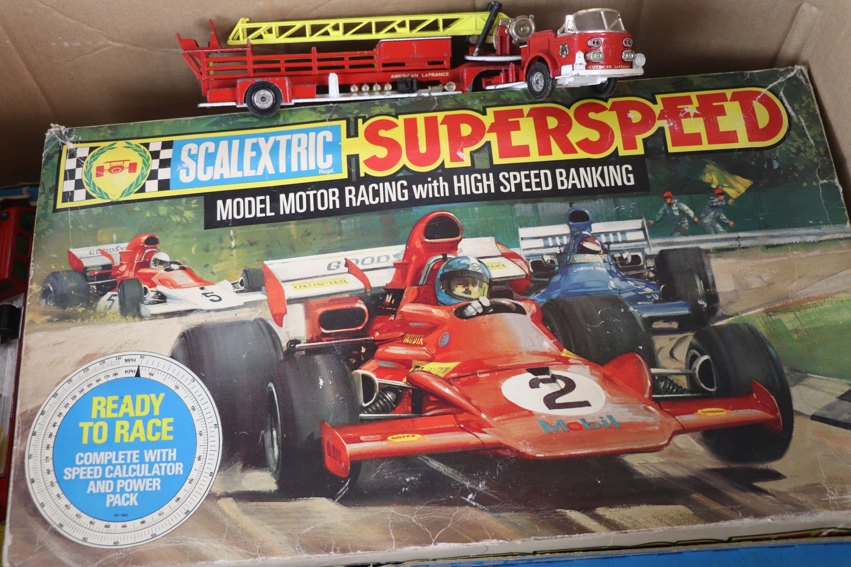 Boxed Scalextric Superspeed model motor racing to include track, slot cars and controllers, power - Image 4 of 5