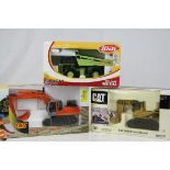 Three boxed diecast construction models to include Morscot 55004 1:50 CAT cat 5080 Front Shovel (