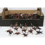 Large collection of loose diecast soldiers on horseback, mostly Britains, many different regiments