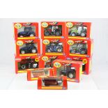 12 boxed Britains 1:32 scale diecast tractors and agricultural implements, to include nos. 9575,
