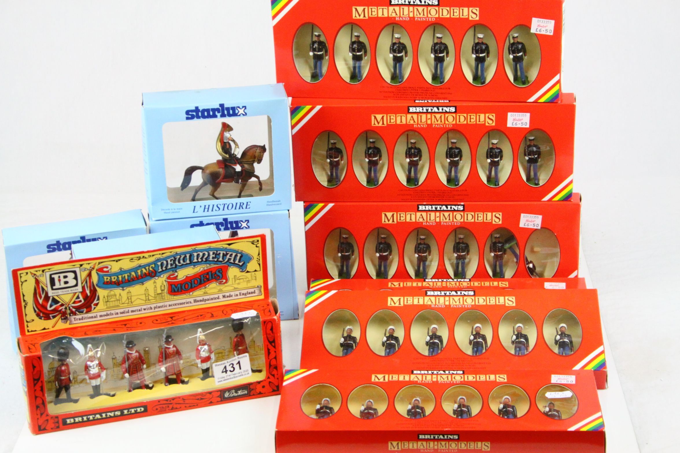 11 boxed hand-painted model figures to include 7 x Britains metal models featuring no.725 and 7302