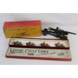 Metal Models - boxed Britains 155mm Gun no. 2064 & boxed Britains Motor Cycle Corps (Dispatch