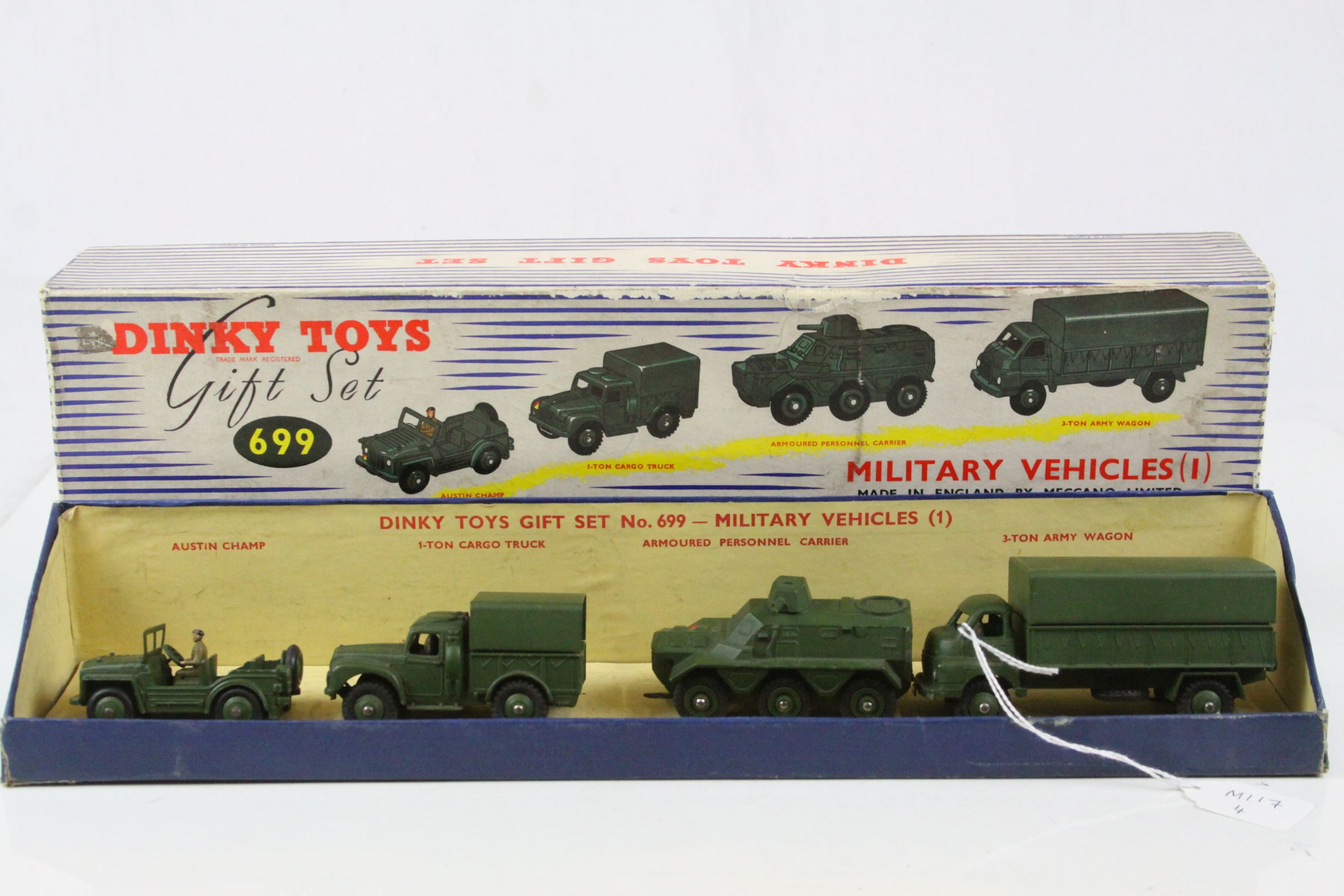 Boxed Dinky Gift Set 699 Military Vehicles (I) containing Austin Champ