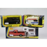 Three boxed Corgi diecast models to include 415 Mazda Camper, 490 Touring Camper and 425 London