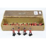 18 Mid 20th C metal Scots Guard soldier figures, some play wear, one headless, made in England