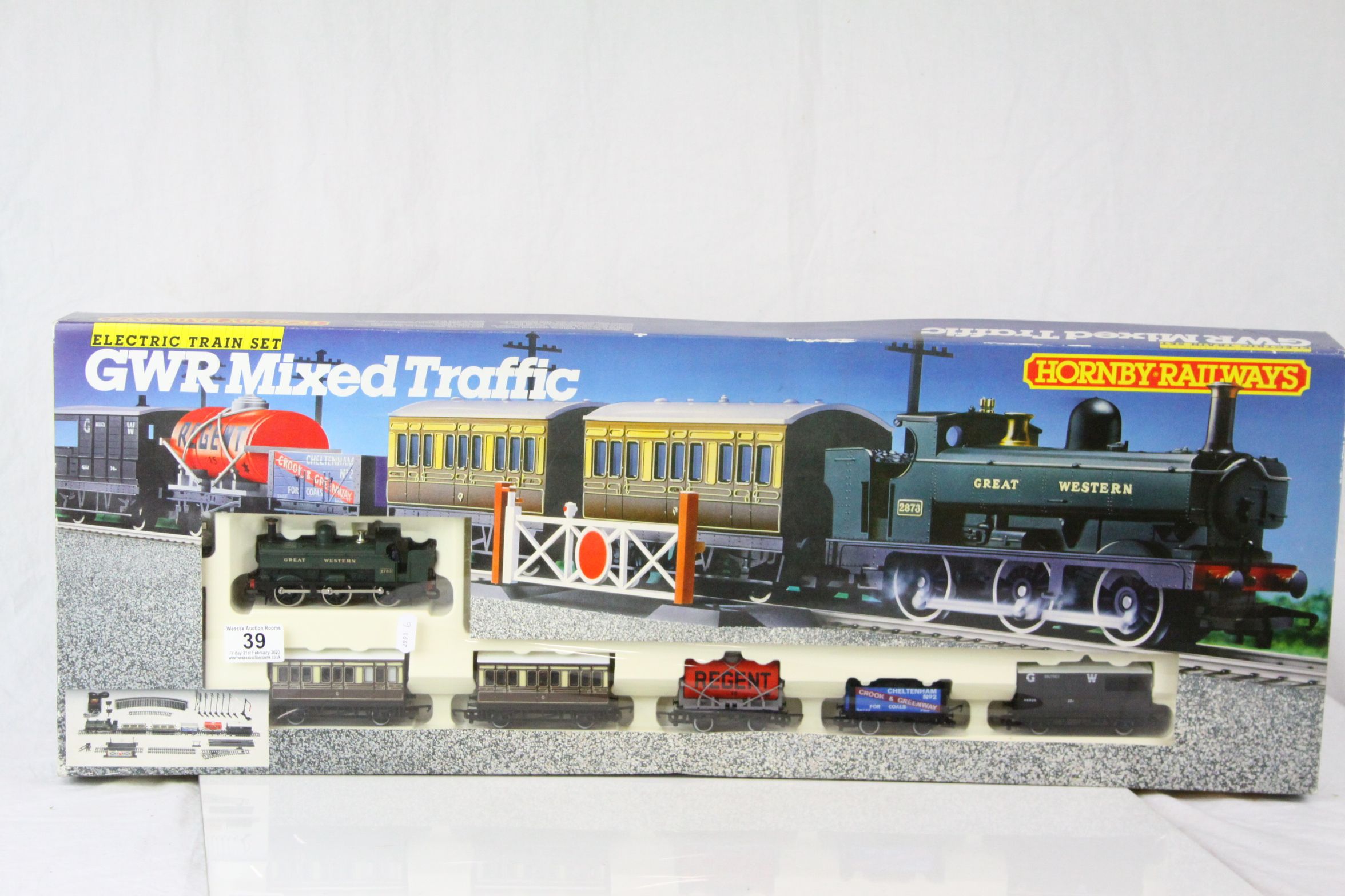 Boxed Hornby OO gauge R694 GWR Mixed Traffic train set with locomotive and 5 x items of rolling