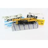 Three boxed 1:50 diecast construction models to include Conrad 4312, Conrad 3075 P&H Rough Terrain