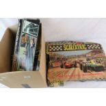 Boxed Scalextric Set 50s to include track and power unit, plus accessories, track slot motorcycle