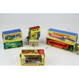 Five boxed Matchbox Lesney models to include King Size K5 Racing Car Transporter, K8 Car