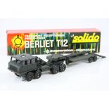 Boxed Solido 305 Berliet T12 Tank Transporter diecast model in vg condition, gd box