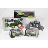 Five boxed/cased diecast agricultural vehicles, to include Schuco 1:87 Jaguar 960, Jaguar 960 +