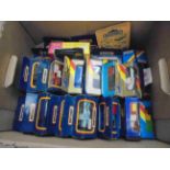 64 boxed/carded Matchbox diecast models to include blue boxes with yellow & red strips, Australian