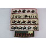 Metal Soldiers - 7 x Britains Scots Guards Pipers, 6 x Britains Lifeguards on horseback, 5 x