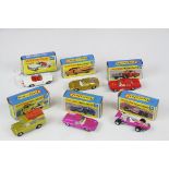 Six boxed Matchbox Lesney Superfast 75 Series diecast models to include 12 Safari Land Rover, 59