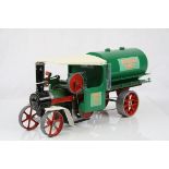 Customised Mamod SW1 Steam Wagon with added tanker and Horrells Cider decals, in green, some paint