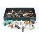 Box of loose diecast models, to include zoo animals, civilian figures etc, various manufacturers,