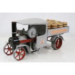 Customised Mamod SW1 Steam Wagon in grey with 11 wooden barrels and Wickwar Brewing Co decals, vg