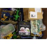 Large selection of loose, playworn, diecast tractors and agricultural implements, to include