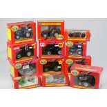 12 boxed Britains 1:32 scale diecast tractors and agricultural implements, to include nos. 9950,