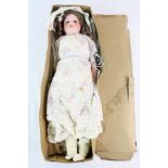 Early 20th C German bisque headed doll marked 275.5 Germany to neck, glass eyes, teeth, good