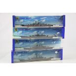 Four cased Hornby Minic Ships 1:1200 Fighting Ships diecast models to include USS Missouri, KM