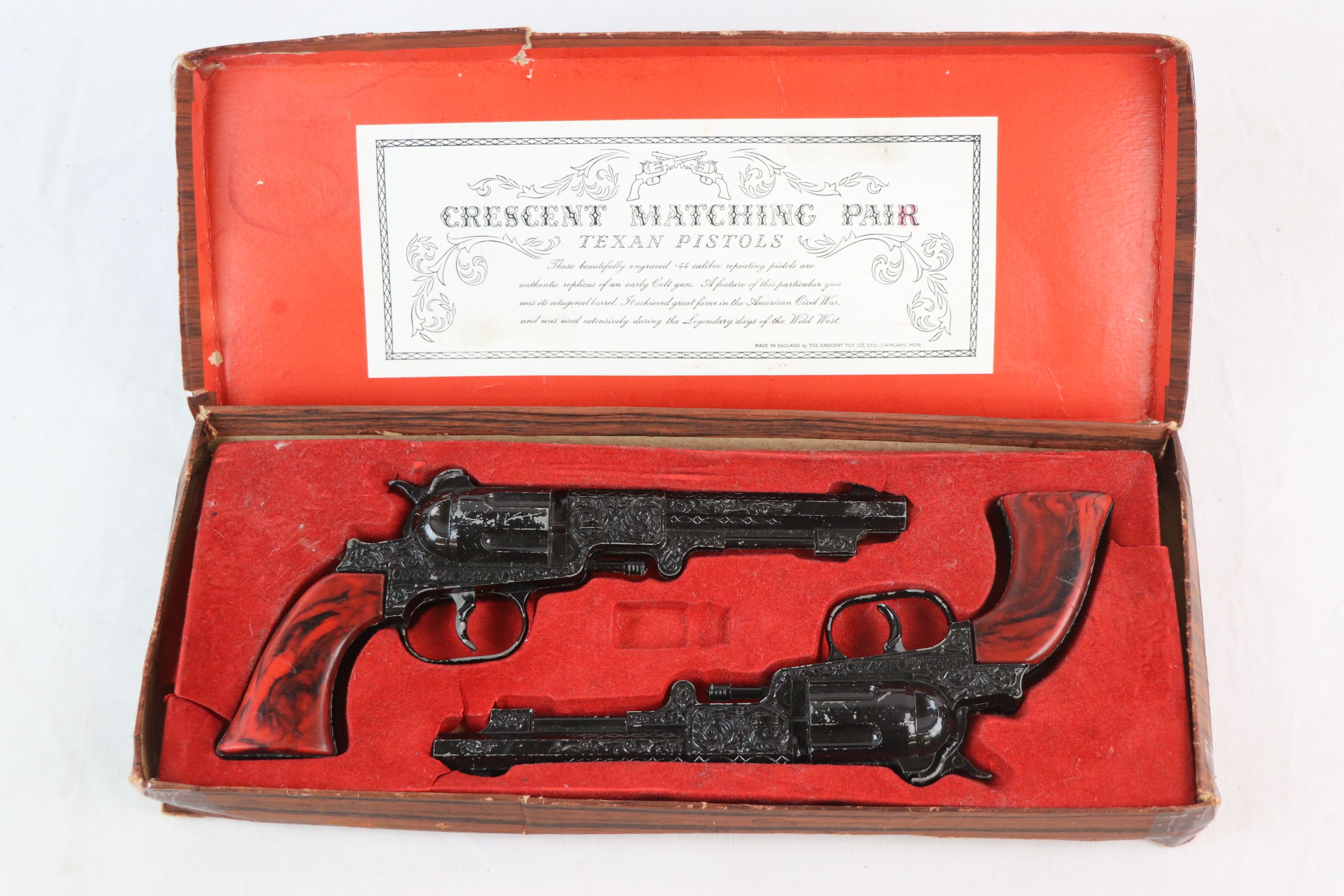 Boxed Crescent Matching Pair Texan Pistols black & red finish - Image 2 of 6