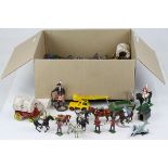 Mixed collection of loose playworn figures and accessories, mostly diecast, various subjects, to