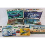 Nine boxed Hasegawa plastic model kits to include, 1:72 082 Lockheed Neptune, 1:32 109 McDonnell