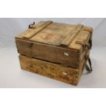 Two Vintage Wooden Ammunition Boxes To Have Originally Contained 1000 RDS 7.62mm x 51 NATO Ball