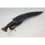 Vintage Kukri Knife With Leather Scabbard.