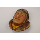 A Vintage Plaster Head Wall Hanging Of A 1917 R.F.C. Pilot. Made In England By Legend Products.