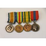 A World War One / WW1 Miniature Medal Group Of Four Medals To Include The British War Medal, The