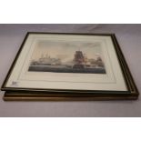 A Collection Of Three Framed And Glazed Military Prints To Include "HMS Lane, Mercury, Heroine,