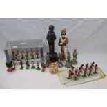 A Collection Of Military Statues And Figures To Include A Guardsman By Peter Hicks, Four Cast