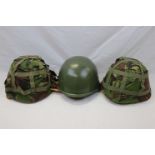 A Collection Of three Military Helmets, All Complete With Liners.