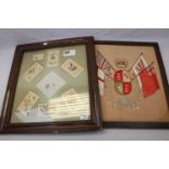 Two British Military Framed Pictures To Include A Collage Of 6 x World War One / WW1 Silk