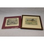 Two Vintage Aviation Related Humorous Illustrations To Include A Framed And Glazed Example.